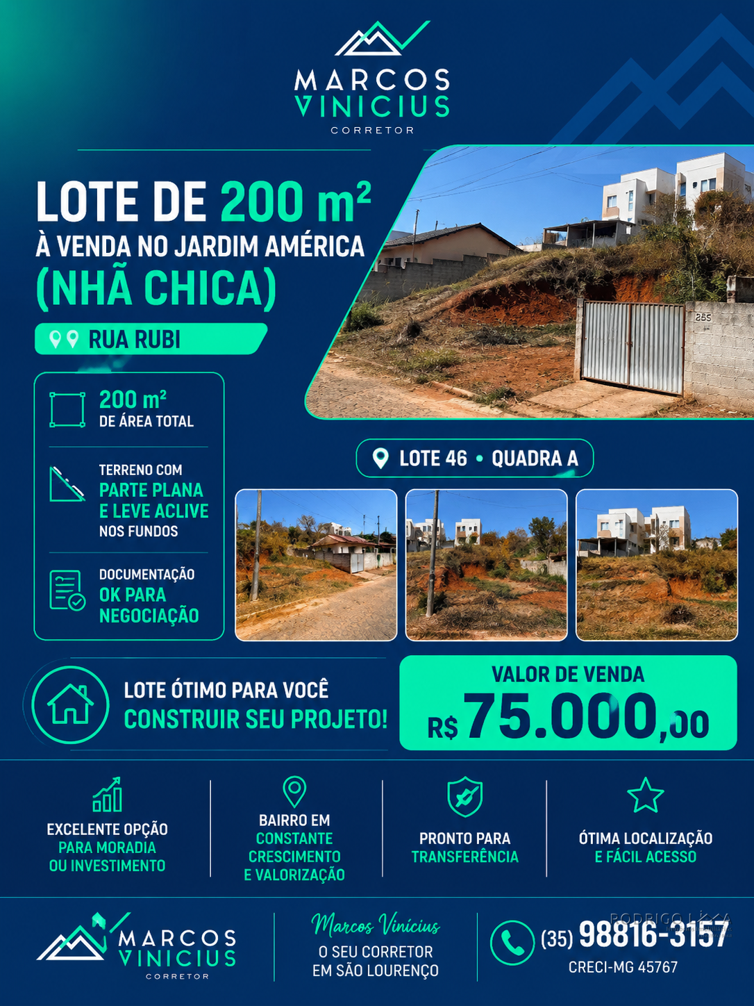 Lote de 200 m² para venda em Carmo de Minas - MG